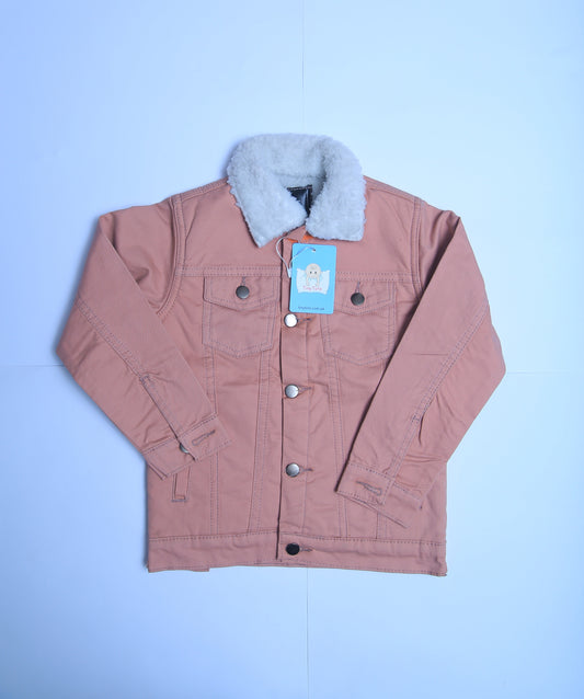 Pink Twill Jacket with Inner Fur