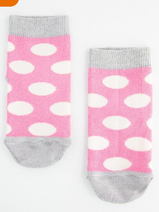 Polka Dot Pink Crew Socks - P10