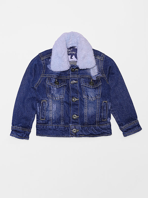 Denim Biker Jacket - Royal Blue