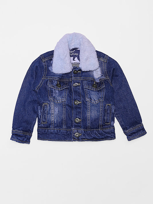 Denim Biker Jacket - Royal Blue