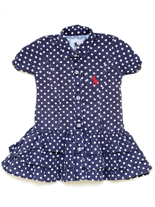 Polka dot frilled polo dress