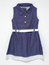 Load image into Gallery viewer, Denim dress with leather belt -  Black

