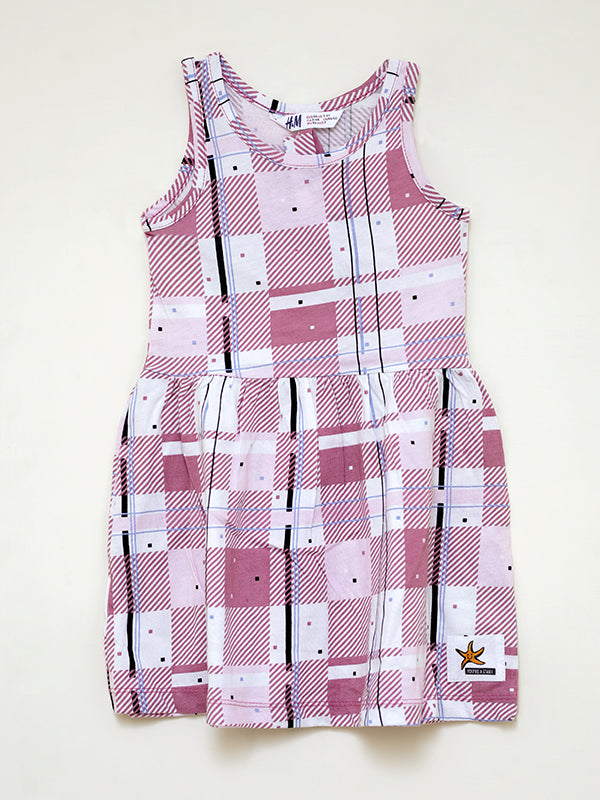 H&M check pink jersey dress with headband