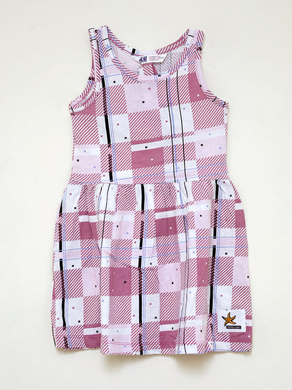 H&M check pink jersey dress with headband