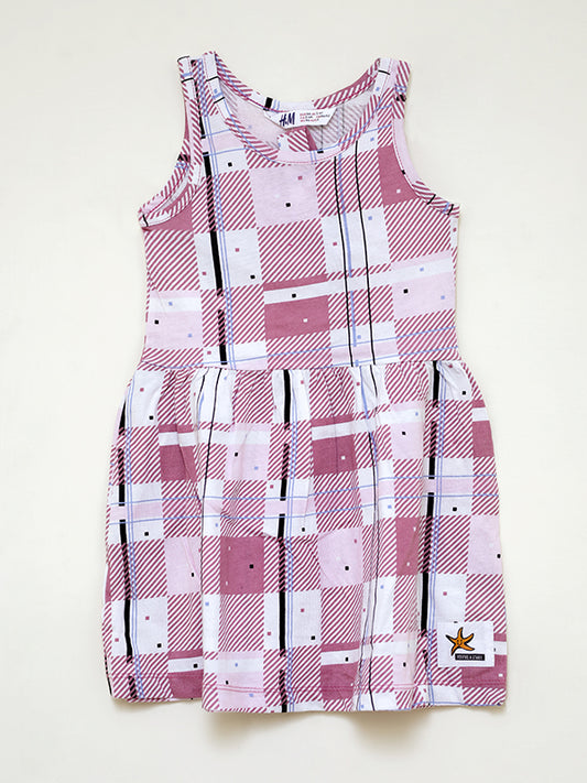 H&M check pink jersey dress with headband