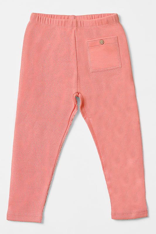 Peach Pink Ribbed Pajama