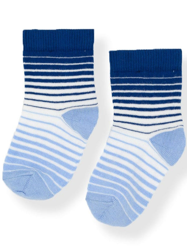 Blue Two Toned Lining Crew Socks - P13