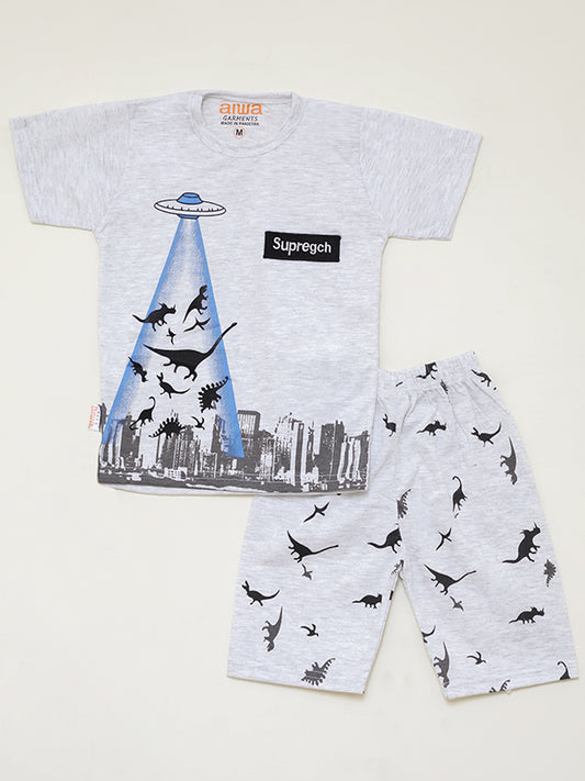 Dinosuar graphic suit -  Blue