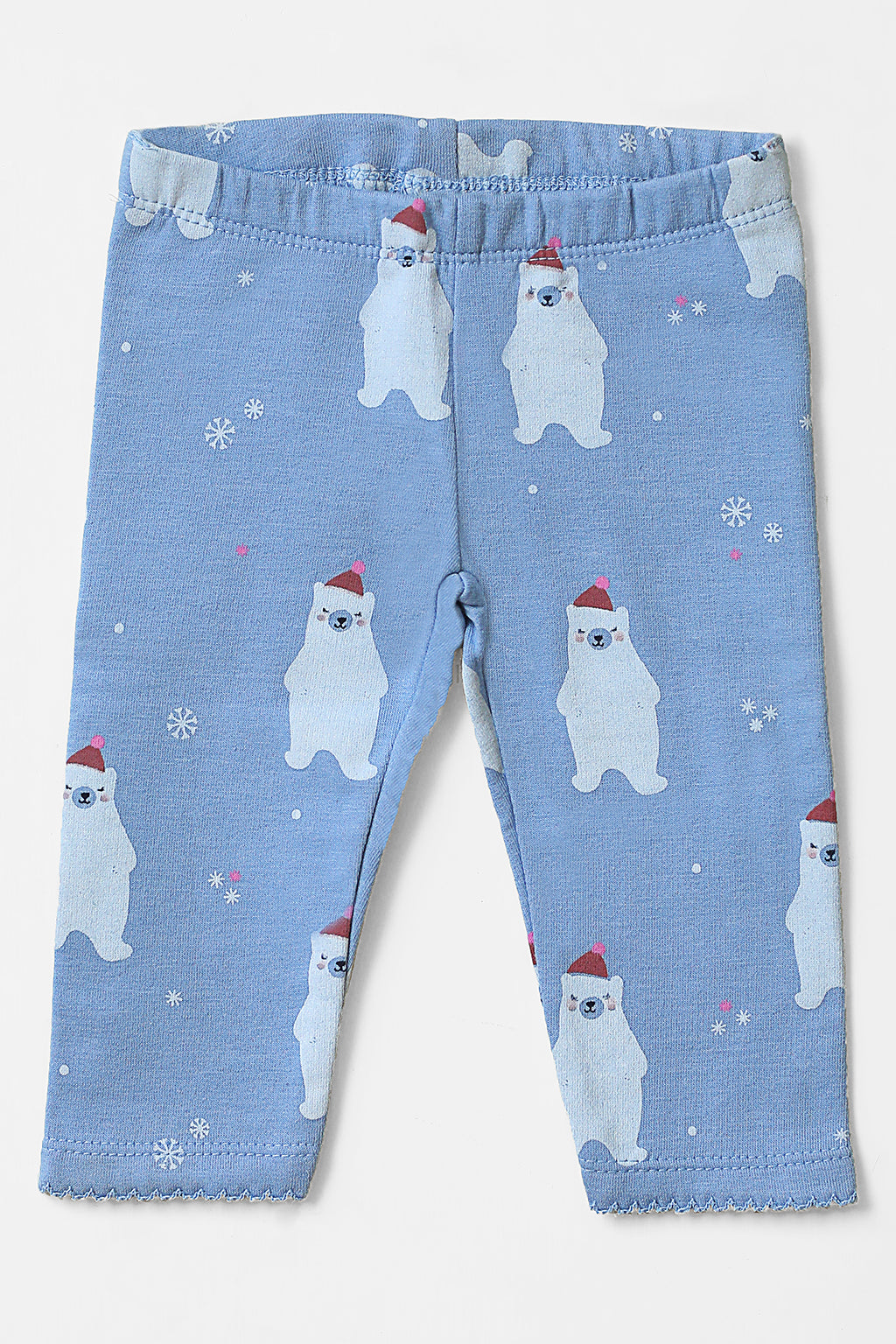 Snow Bear Blue Printed Fleece Pajama