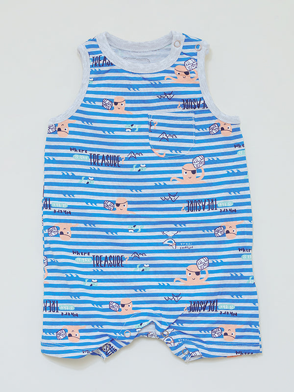 My Treasure blue printed Romper dress