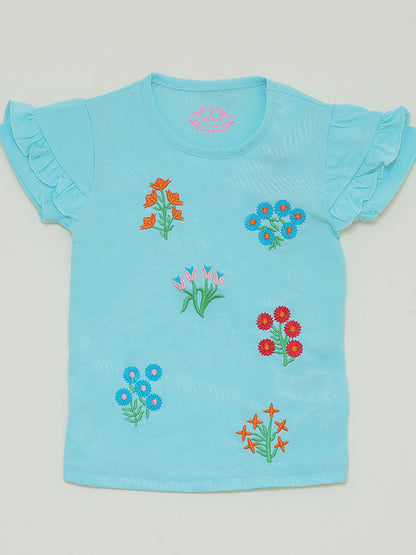 Zochee blue floral embrioded shirt