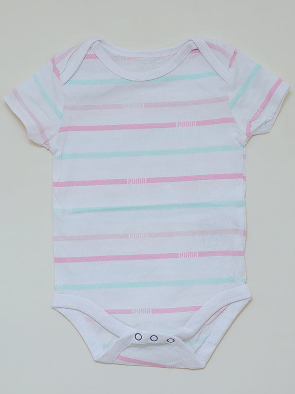 PUMA pink & white striped Romper