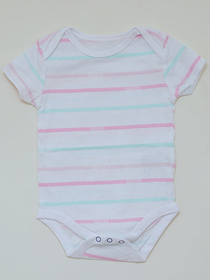 PUMA pink & white striped Romper