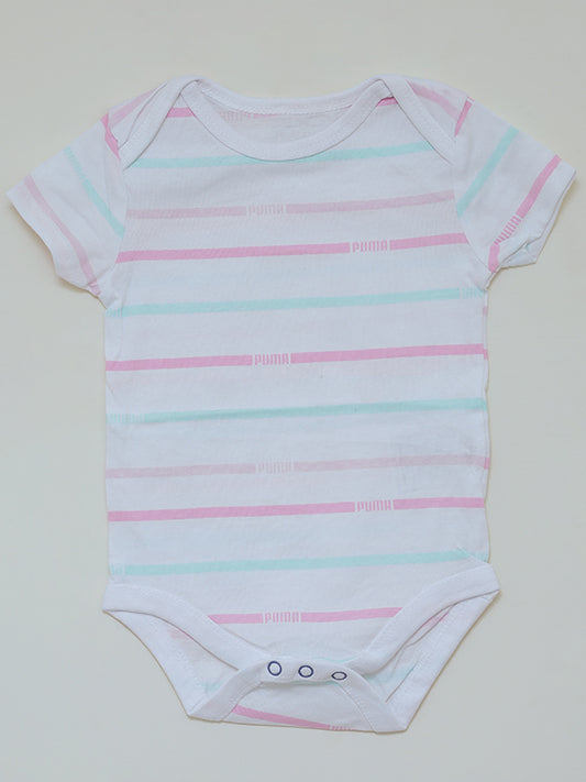 PUMA pink & white striped Romper