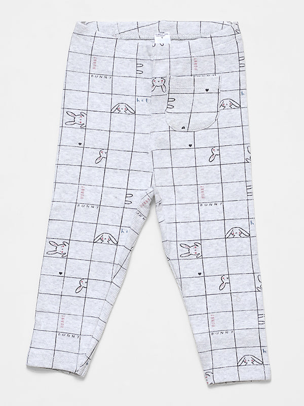 Infants Rabit Check Grey Ribbed Pajama