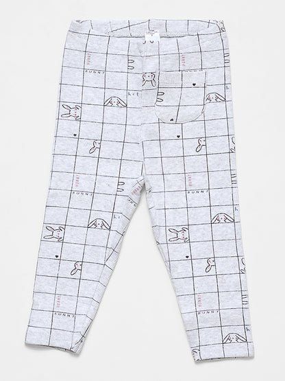 Infants Rabit Check Grey Ribbed Pajama