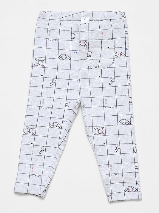 Infants Rabit Check Grey Ribbed Pajama