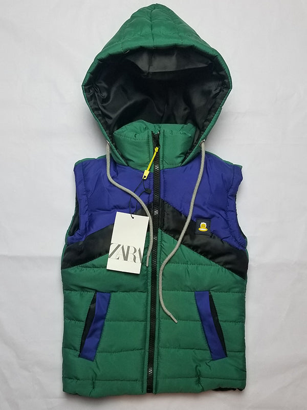 Sleeveless Puffer Jacket - Green & Blue