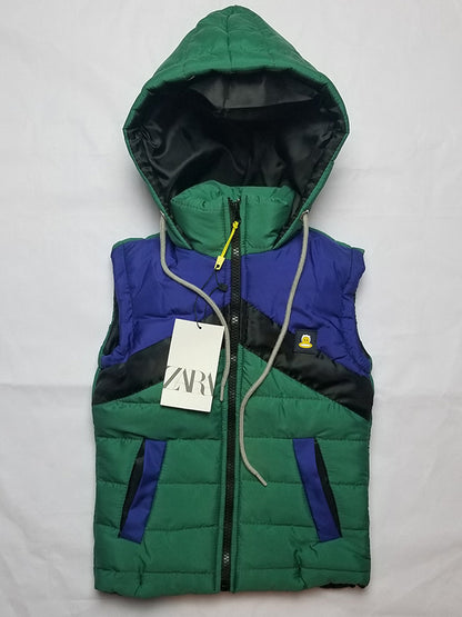 Sleeveless Puffer Jacket - Green & Blue