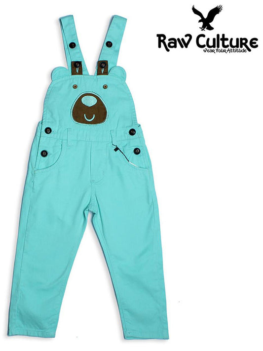 Denim Cotton Bear Face Dungaree - Basic Blue