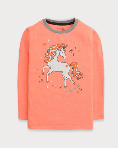 Unicorn Fleece Sweat Shirt - Warm Peach Pink