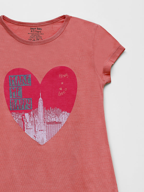 Make me Happy Gliter Tee -  orange