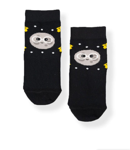 Moon & Stars Black Crew Socks - P27
