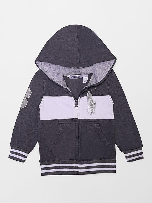 Polo Fleece Zipper Hoodie - Grey