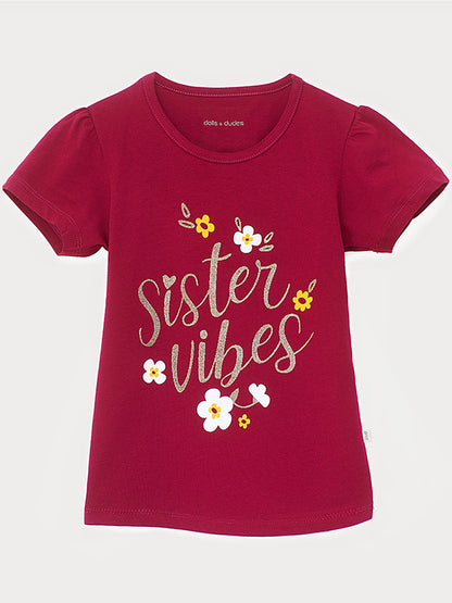 Sister Vibes Fluffy Sleeves Tee