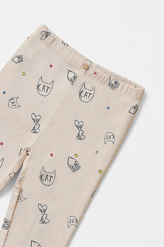 Cats Graphic Ribbed Pajama