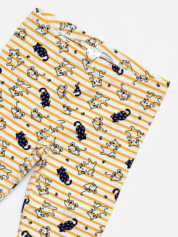 Infants Cats Overall Ribbed Pajama