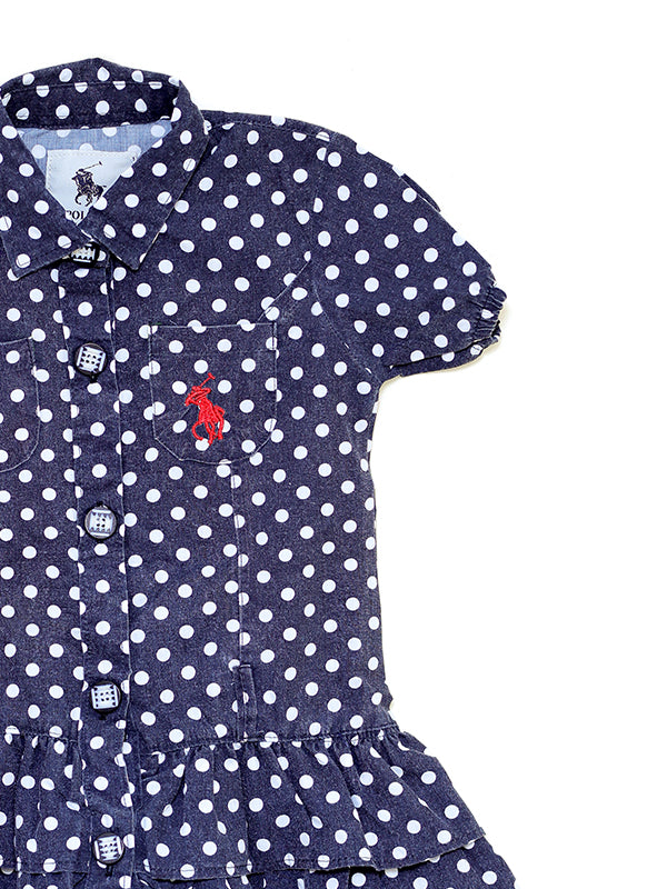 Polka dot frilled polo dress