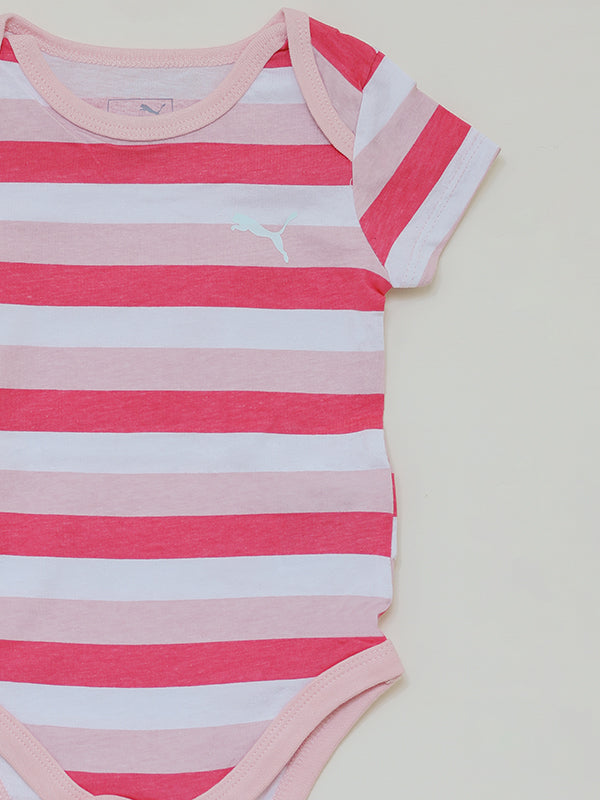 puma pink big striped romper dress