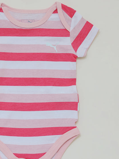 puma pink big striped romper dress