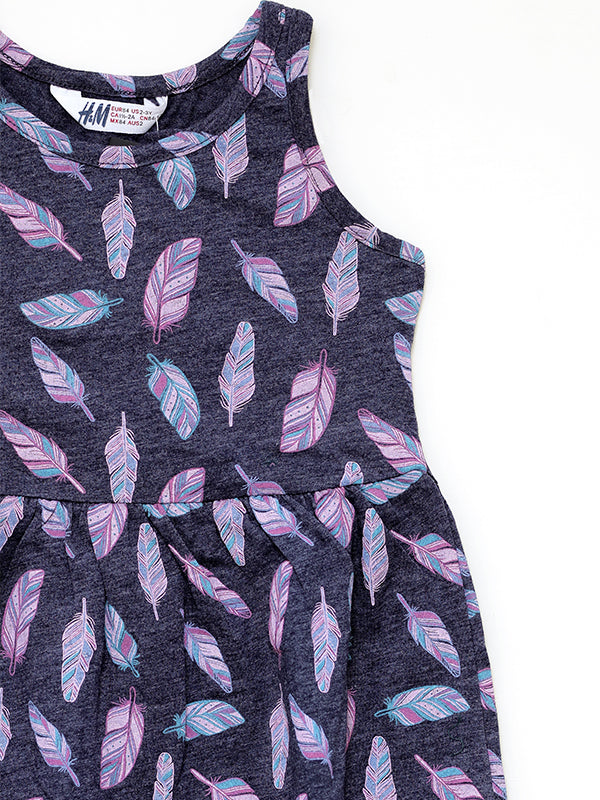 H&M tropical pink & black jersey dress with headband