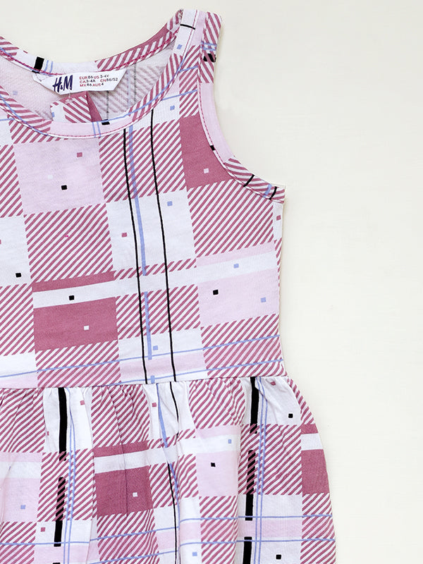 H&M check pink jersey dress with headband