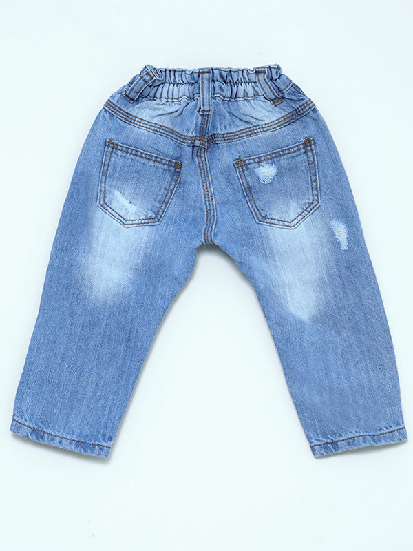 Denim light blue pant with knee patch