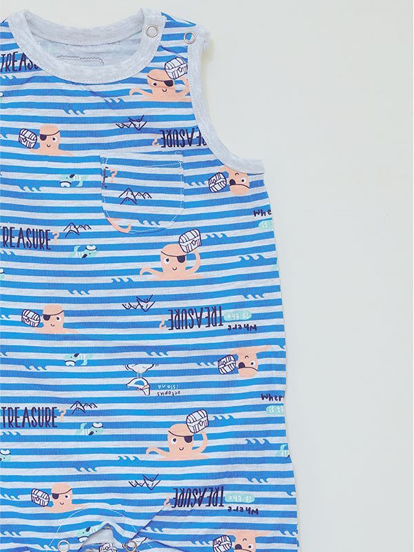 My Treasure blue printed Romper dress