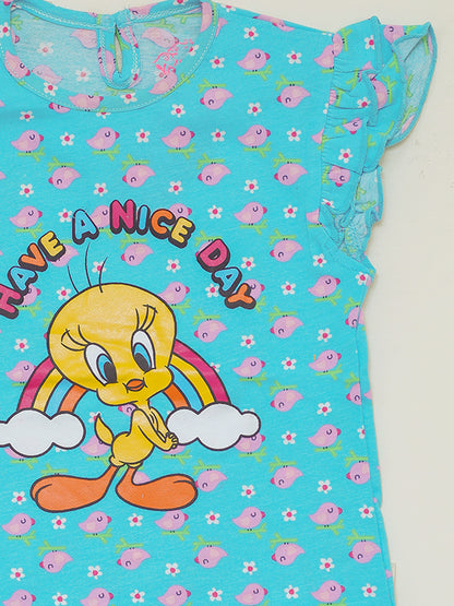 ZOCHEE tweety rainbow blue shirt