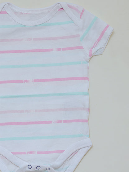 PUMA pink & white striped Romper
