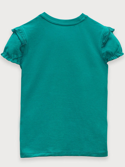 Unicorn Ruffled sleeves green shirt