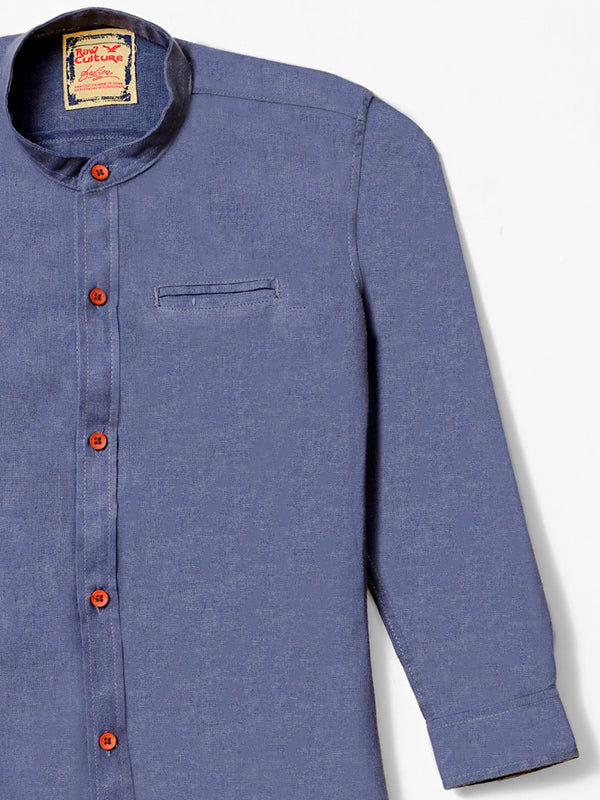 smart Casual khaddar Full Sleeves Shirt - Royal Blue
