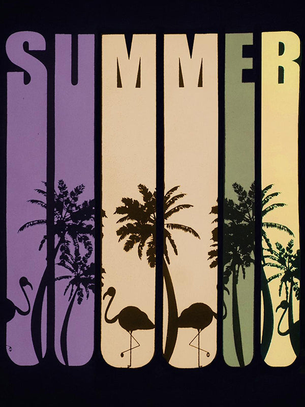 Flamingo Summer Vibes Black Tee