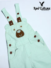 Load image into Gallery viewer, Denim Cotton Bear Face Dungaree - Aqua Blue
