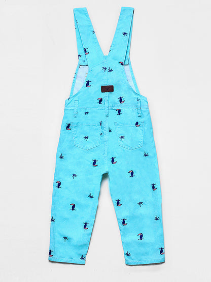 Denim Printed Dungaree Beach Vibes - Blue
