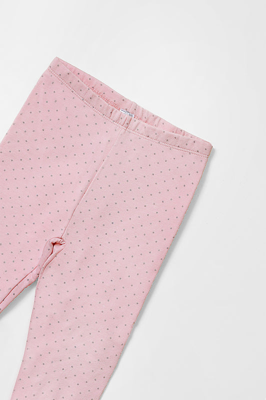 Infants Pink Polka Dot Fleece Ribbed Pajama