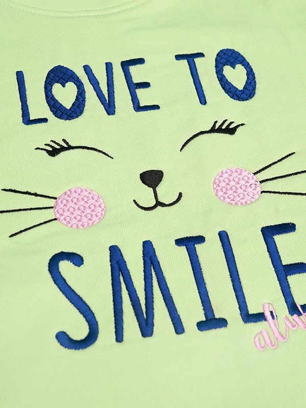 Love to Smile - Embroidered Wool Sweat Shirt