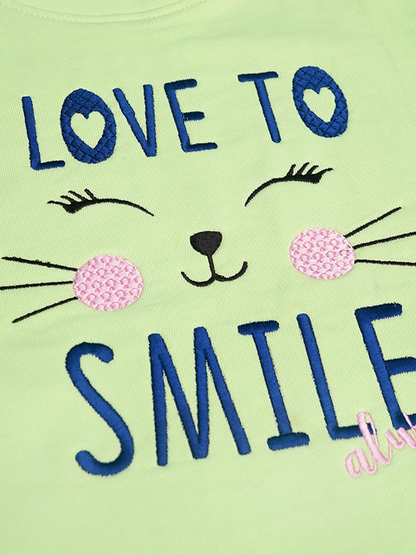 Love to Smile - Embroidered Wool Sweat Shirt