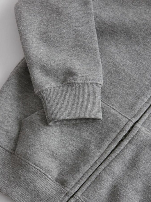 ZARA Fleece Zipper Hoodie - Dark Grey