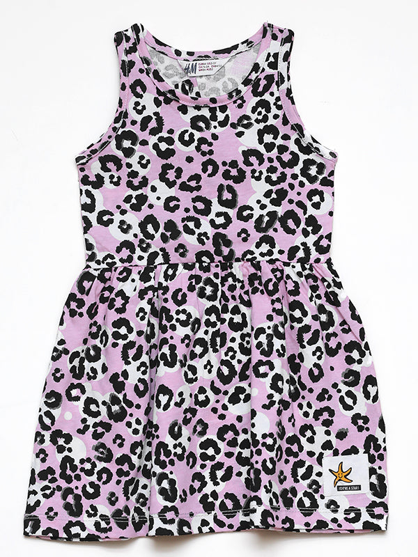H&M pink cheetah print jersey dress with headband